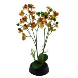 Large Pink Yellow Artificial Orchid 43cm Ceramic Planter