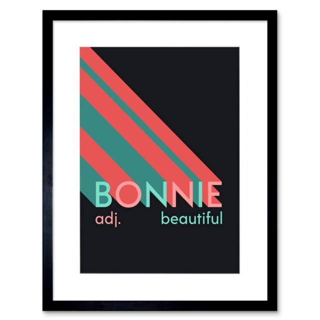 "Scottish Word Bonnie Beautiful Scots Dictionary 9x7"" Black Framed Wall Art Print"