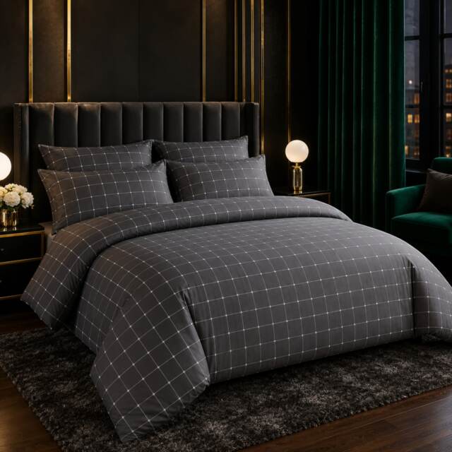 Double Brushed Microfiber Duvet Cover Set Reversible Design with Zipper Closure and Corner Ties
