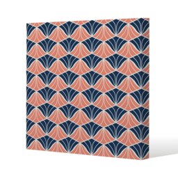 Navy & Pink Geometric Shells (Canvas Print) Cream