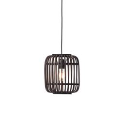 Mathias Single Pendant Ceiling Lamp, Dark Bamboo, Plywood With Matt Black Paint
