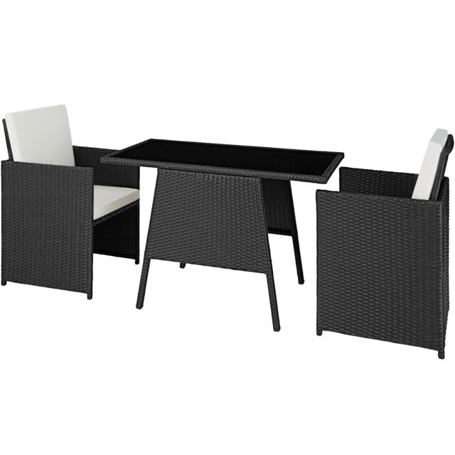 Garden Furniture Set Lausanne - 2 chairs, 1 table, bistro set, weather resistant Black black 52,50 x 56 x 88 cm 1