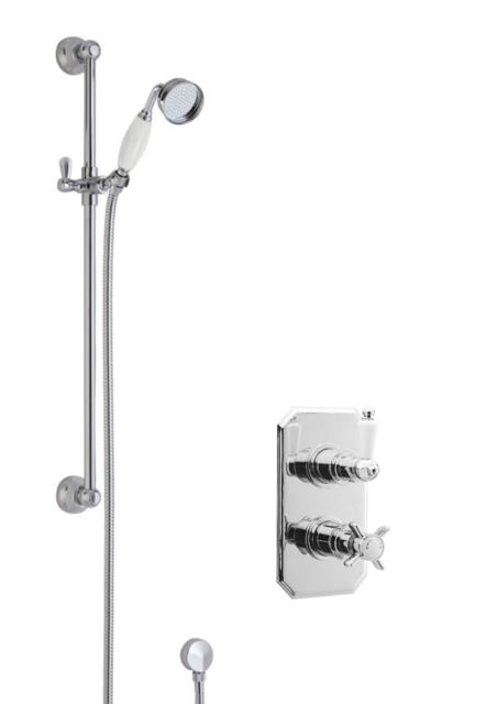 Balterley Traditional Concealed Shower Valve Set - Twin Valve + Slide Rail Kit - A3033
