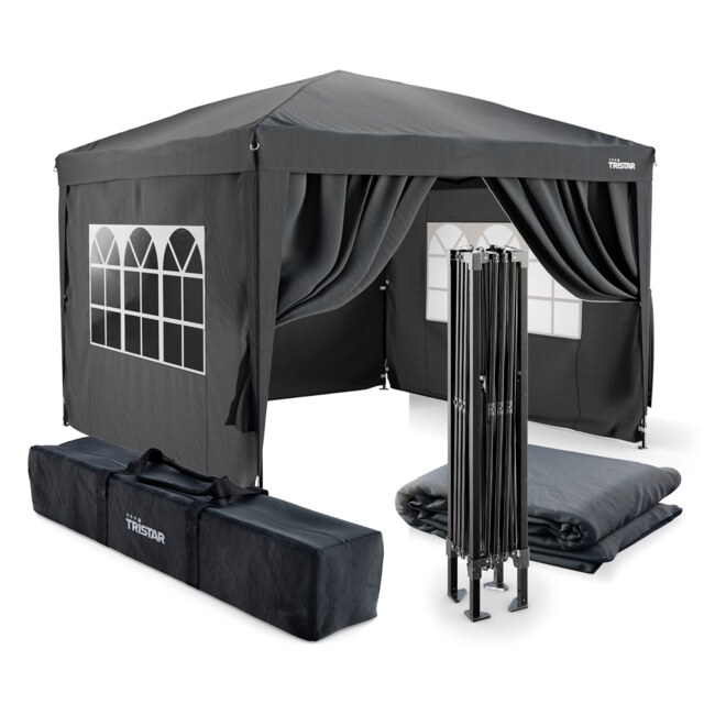 Tristar 3x3m Easy Up Party Tent - PT-7802 - With Side Walls - Gazebo - Waterproof - Foldable Gazebo - Includes Carry Bag - Anthracite