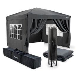 Tristar 3x3m Gazebo - Easy Up - PT-7802 - With Side Walls - Gazebo - Waterproof - - Includes Carry Bag - Anthracite