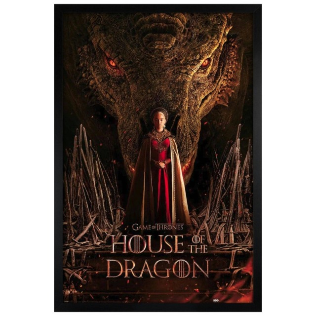 Black Wooden Framed House of the Dragon Dragon Throne Maxi Poster Multi