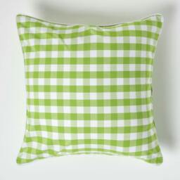 Homescapes Green Block Check Cotton Gingham Cushion Cover - 60 x 60 cm Green Green 60 x 60 cm