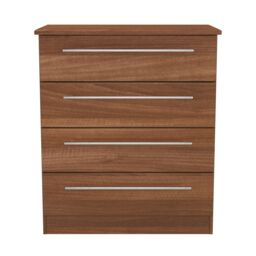 Carlton 4 Drawer Chest of Drawers in Noche Walnut (Ready Assembled) Brown Noche Walnut