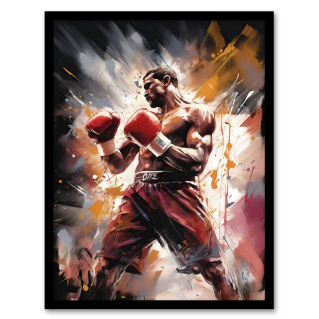 Contender Boxing Heavyweight Champion World Black Framed Wall Art Print A4