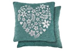 Love Heart Cushion Cover Aqua Blue Blue