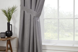 Eclipse - 100% Blackout Thermal Self-Lined Curtains - Eyelet - 100% Polyester (Pewter, Tie Backs 26''(Pair)) Grey Grey