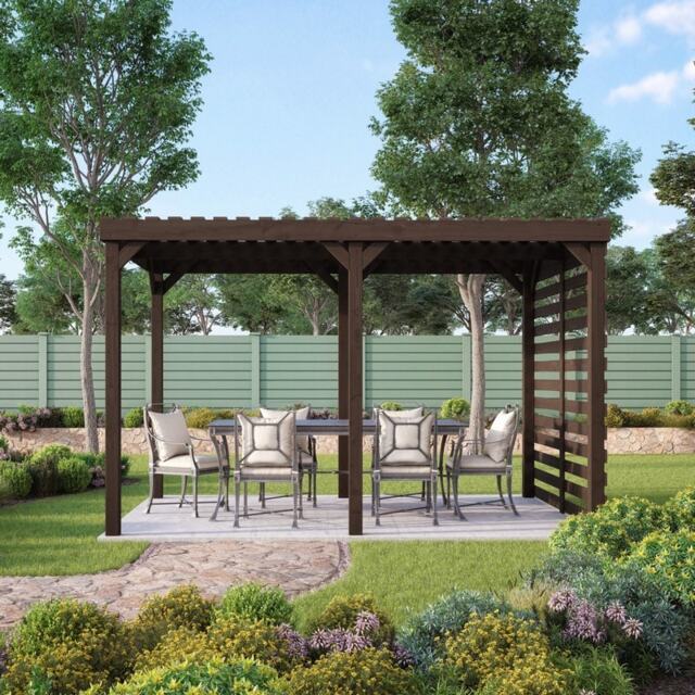 Shade Pergola - Wood - L420 x W480 x H270 cm - Rustic Brown