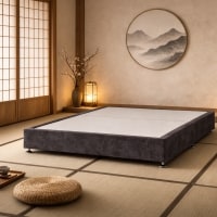 Kyoto Low Platform Divan Bed 5FT Kingsize Grey Plush Velvet