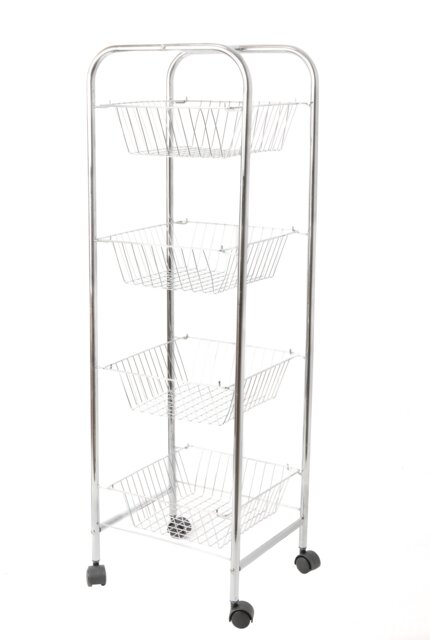 KitchenCraft Chrome Kitchen Trolley with 4 Removable Storage Baskets