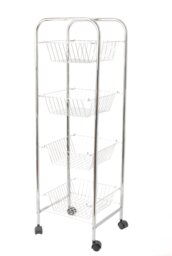 KitchenCraft Chrome Kitchen Trolley with 4 Removable Storage Baskets