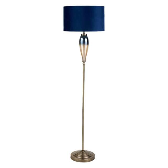 Elena Blue and Brass Floor Lamp