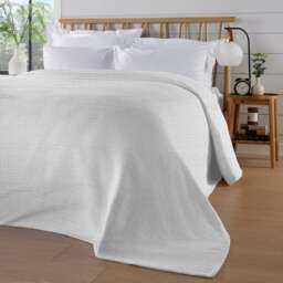 Florian Checked Throw Blanket in White