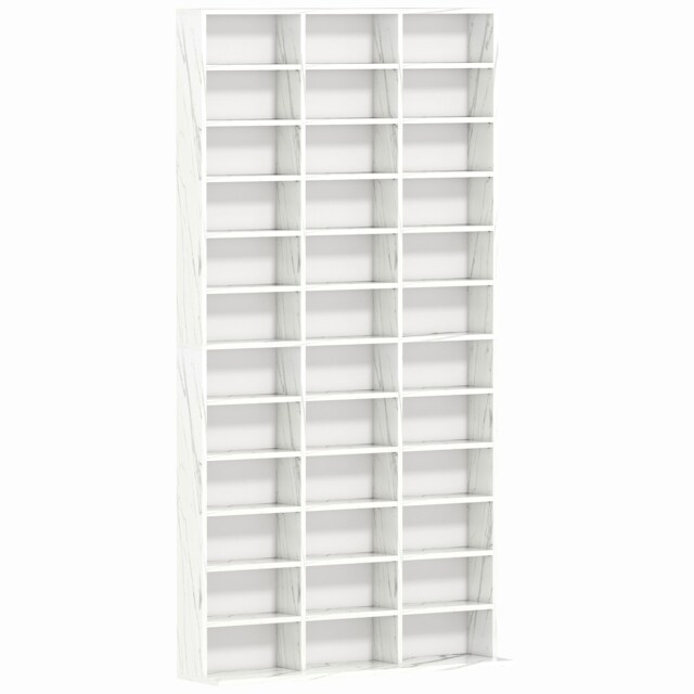 HOMCOM DVD CD Media Storage Rack, Video Display Unit, Marble Effect White
