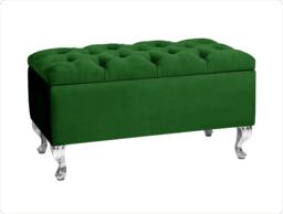 Londona 120cm Chesterfield Ottoman Storage Bench - Plush Velvet Shoe Bench- Forest Green Upholstery Footstool with Storage