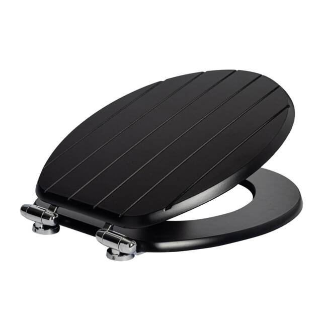 Harbour Housewares Wooden Soft Close Toilet Seat - Black Black Black
