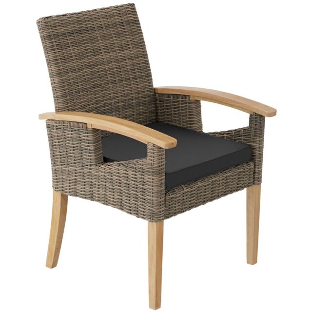 Garden Chair Rosarno - polyrattan with wooden frame, weather and UV-resistant Cream nature One Size 1