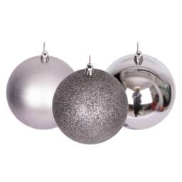 10cm/6Pcs Christmas Baubles Shatterproof Mid Grey,Tree Decorations
