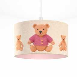 CGC BLAKE 45cm Oatmeal Linen Pink Teddy Bear Children’s Lampshade