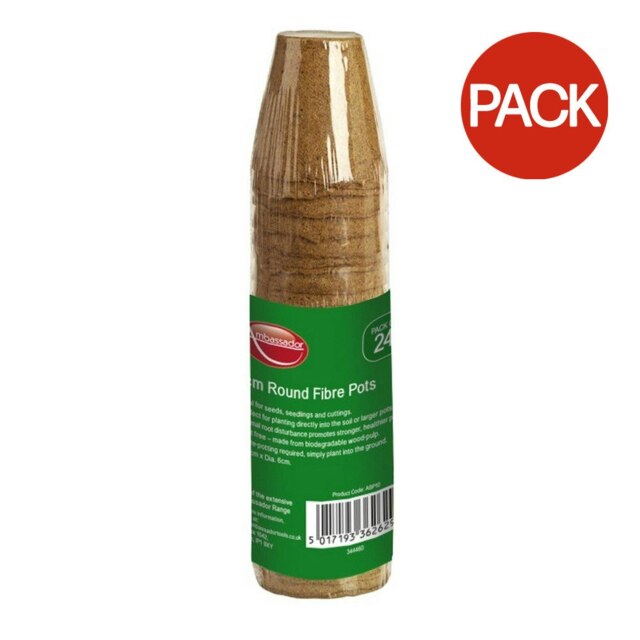 Ambassador Round Fibre Plant Pots (Pack Of 24) - Brown - One Size