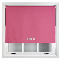 FURNISHED Custom Fit Blackout Roller Blinds with Triple Round Eyelets & Metal Fittings Pink Fuchsia (W) 90cm x (L) 210cm