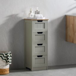 Bath Vida Priano 4 Drawer Freestanding Bathroom Storage Cabinet, Grey & Oak Grey Grey & Oak 1