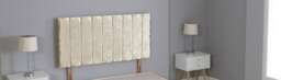 "Cream Crushed Velvet 9 Panel Headboard Cream 5FT King 20""inch Headboard"