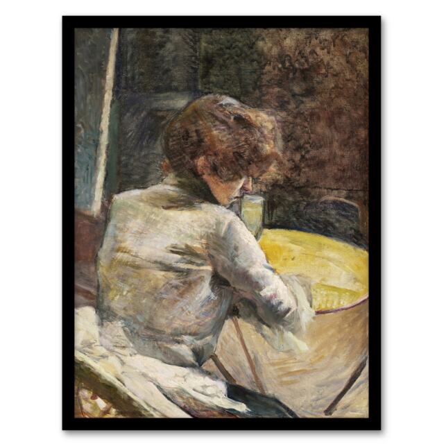 "Waiting at the Studio Vintage Framed Wall Art Print Toulouse Lautrec 12x16"""