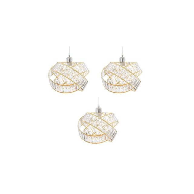 Crystal 3 Tier Interlocking Lamp Shade 31cm - Gold Gold 3 - Gold 3 Pack 3