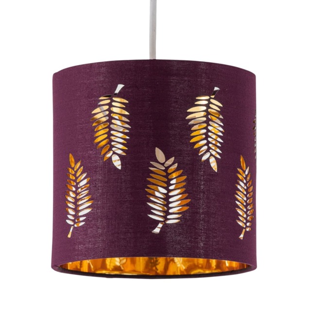 Fern - Burgundy Cut Out 15.5cm Table Lamp Shade Red Gold Small 1
