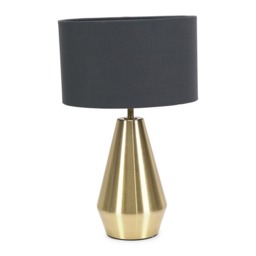 ValueLights Jax Antique Brass Touch Table Lamp Charcoal Grey Shade