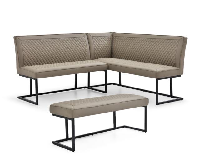 Right Hand Facing Beige Corner Dining Bench Set