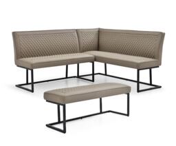 Right Hand Facing Beige Corner Dining Bench Set