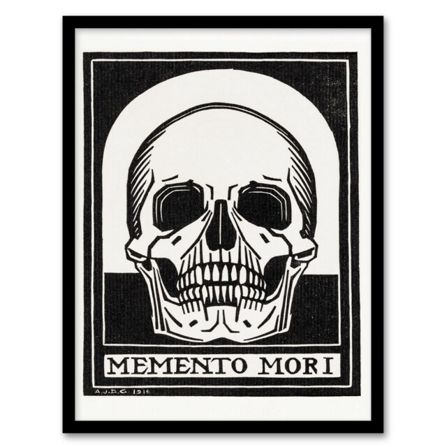 Julie de Graag Framed Wall Art Memento Mori Skull Black and White Home Décor