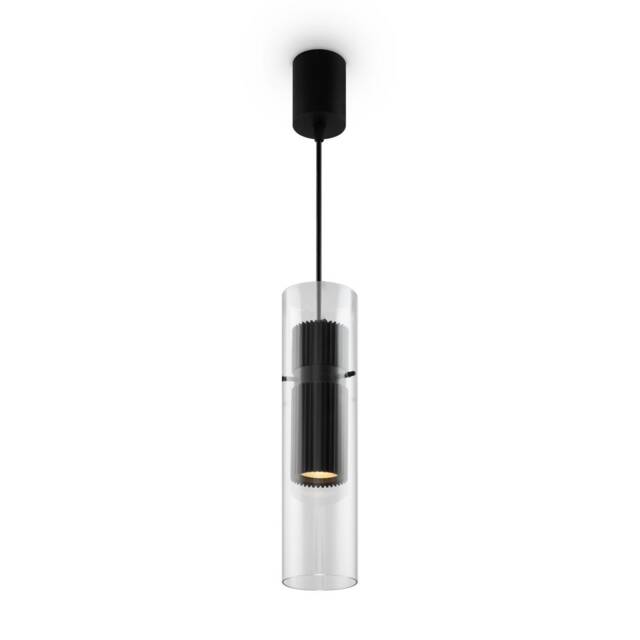 Dynamics Modern Slim Pendant Ceiling Light Black 1xGU10 Glass Shade