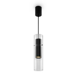 Dynamics Modern Slim Pendant Ceiling Light Black 1xGU10 Glass Shade