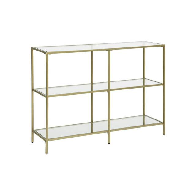 Industrial Hallway Table With 3 Tempered Glass Shelves Gold Gold