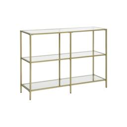 Industrial Hallway Table With 3 Tempered Glass Shelves Gold Gold