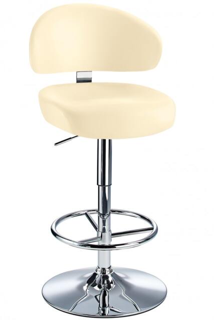 Jamaica Height Adjustable Bar Stool Cream Faux Leather . White Cream