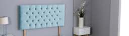 "Sky Blue Plush Velvet Chesterfield Headboard Multi 2FT6 Small Single 26""inch Headboard"