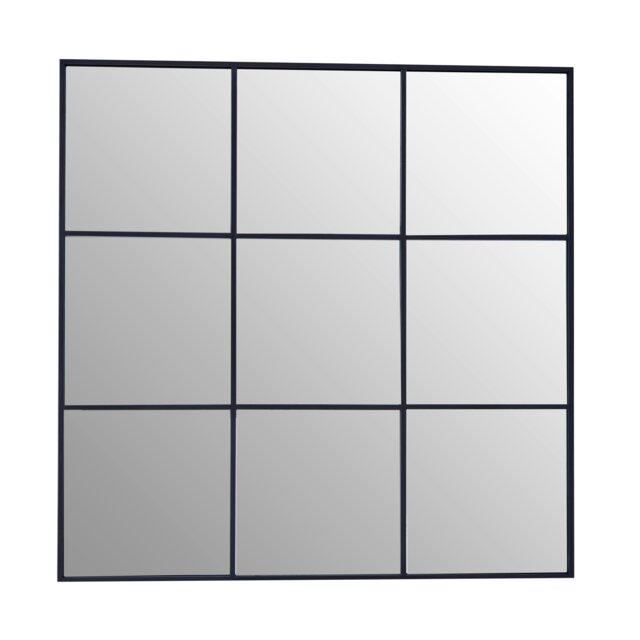 Oriel Grid Wall Mirror With Black Finish Frame Black