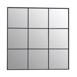 Oriel Grid Wall Mirror With Black Finish Frame Black