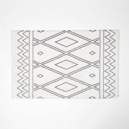 Homescapes Black and White Bath Mat Cotton Boho Design - 50 x 80 cm Black