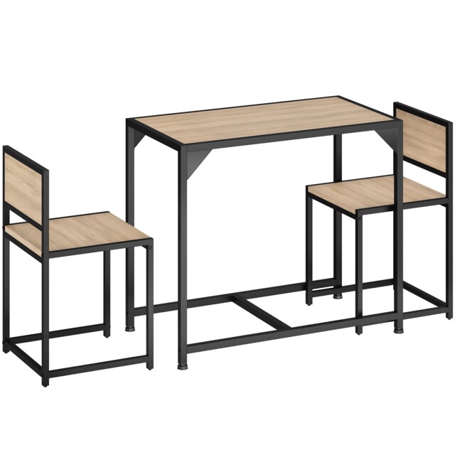Dining Table and Chairs Milton - 3-piece set Brown industrial wood light, oak Sonoma 1