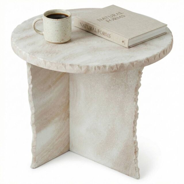 40cm Round Stone Side Table