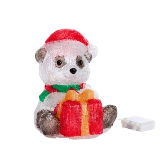 20cm Battery Operated Light up Christmas Ice Panda with 30 Cool White LEDs